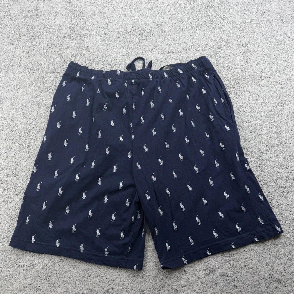 Polo Ralph Lauren Pajama Shorts Mens XL Blue Pony Print Lounge Sleep Loungewear